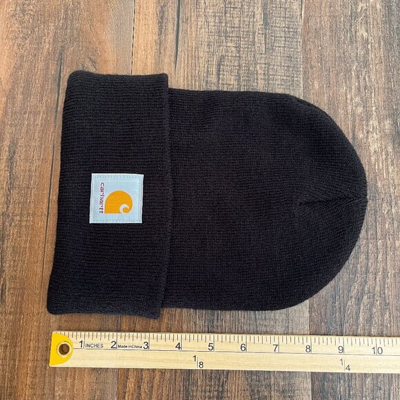 Carhartt Knit Cuffed Beanie Logo Patch Cold Weather Hat A18 Mens in Black - Picture 8 of 11
